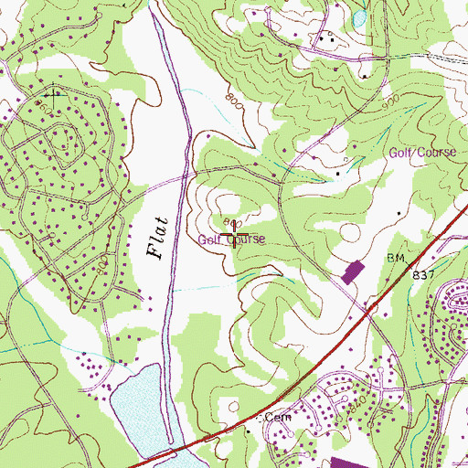 Topographic Map of Flat Creek Country Club, GA