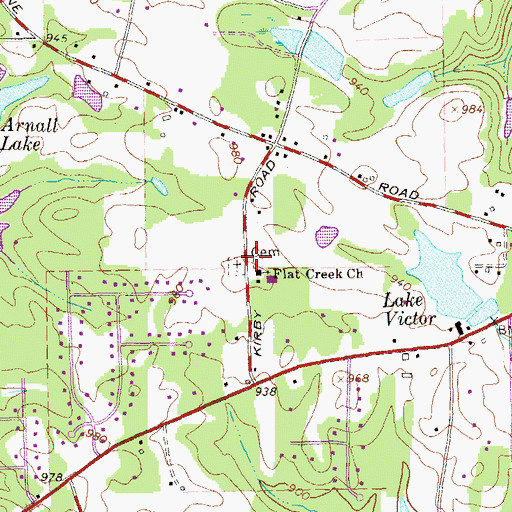 Topographic Map of Flat Creek Cemetery, GA