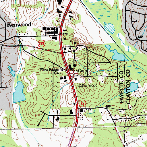 Topographic Map of Flint Ridge Cemetery, GA