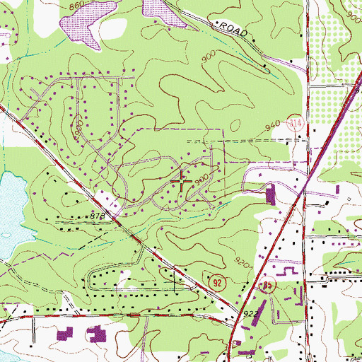 Topographic Map of Greenlea, GA