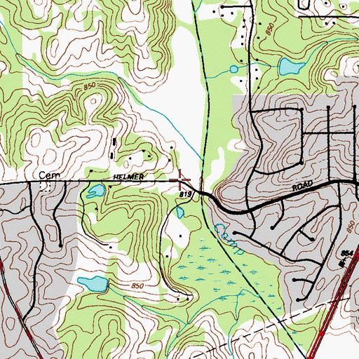 Topographic Map of Helmer, GA
