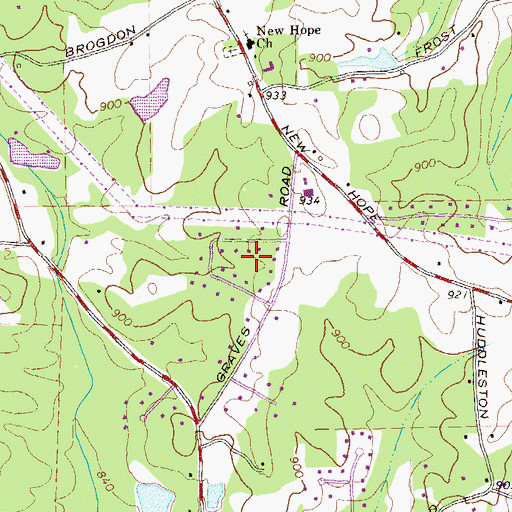 Topographic Map of Hickory Acres, GA