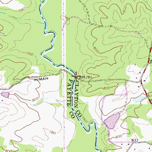 Topographic Map of Hills Bridge, GA