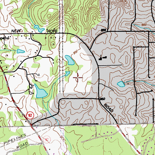 Topographic Map of Hidden Acres of Fayette, GA