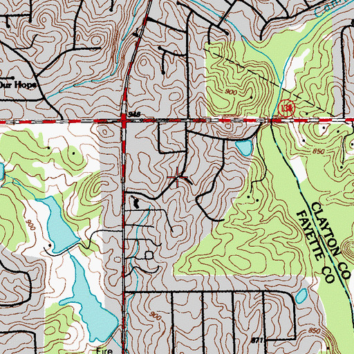 Topographic Map of Highland Hills, GA
