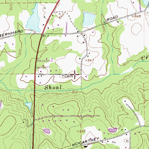 Topographic Map of Jones Cemetery, GA