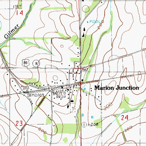Topographic Map of Marion Junction Post Office, AL
