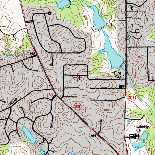 Topographic Map of Lafayette Estates, GA