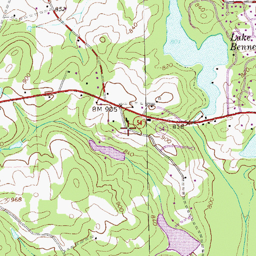 Topographic Map of Ledgewood, GA