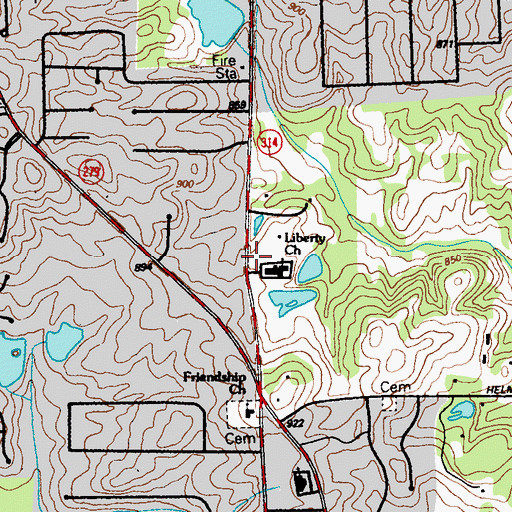 Topographic Map of Liberty Church, GA