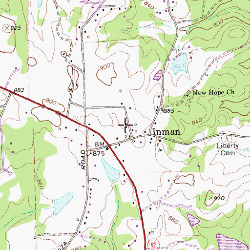 Topographic Map of Inman United Methodist Church, GA
