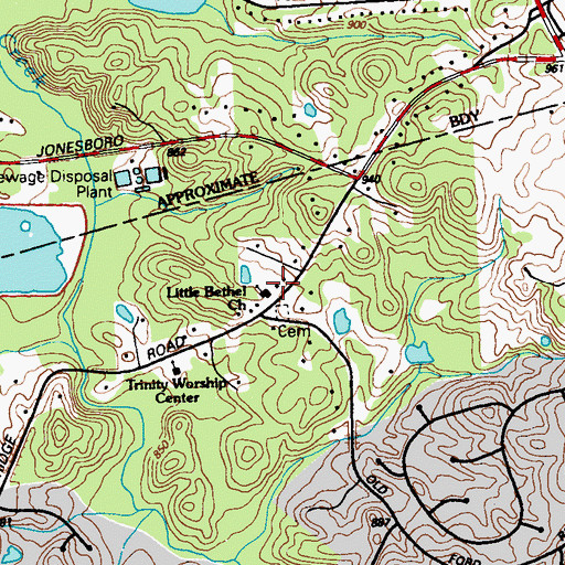 Topographic Map of Little Bethel Church, GA