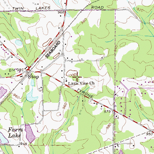 Topographic Map of Little Vine Cemetery, GA