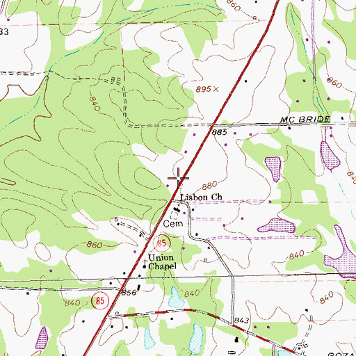 Topographic Map of Living Praise Tabernacle, GA