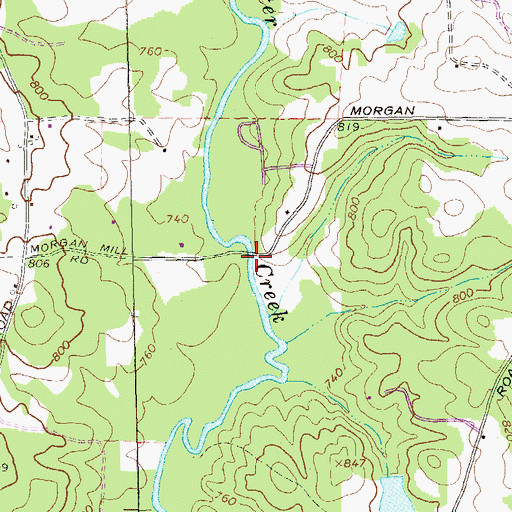 Topographic Map of Morgans Mill (historical), GA