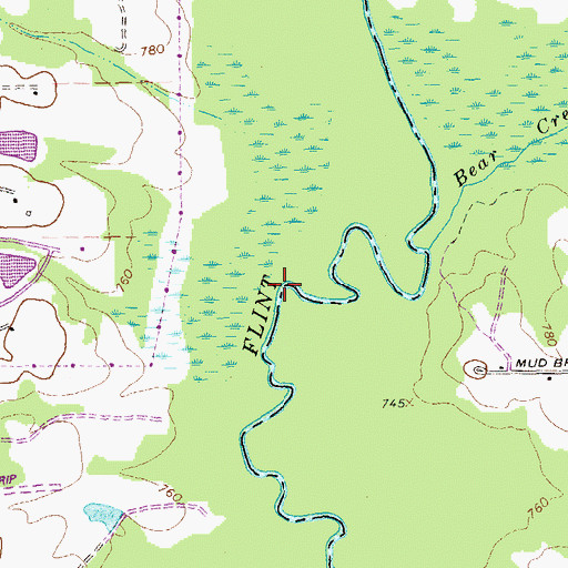 Topographic Map of Mud Bridge (historical), GA