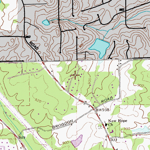 Topographic Map of Oak Hills, GA