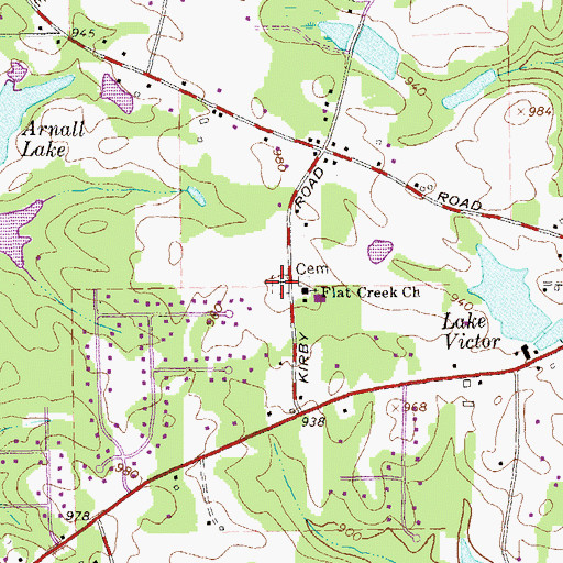 Topographic Map of Old Flat Creek Cemetery, GA