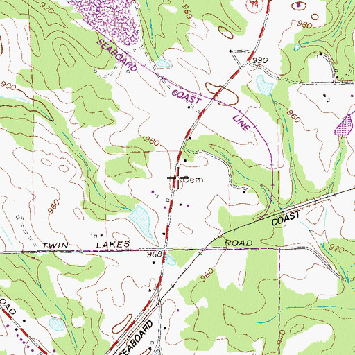 Topographic Map of Palmer Cemetery, GA