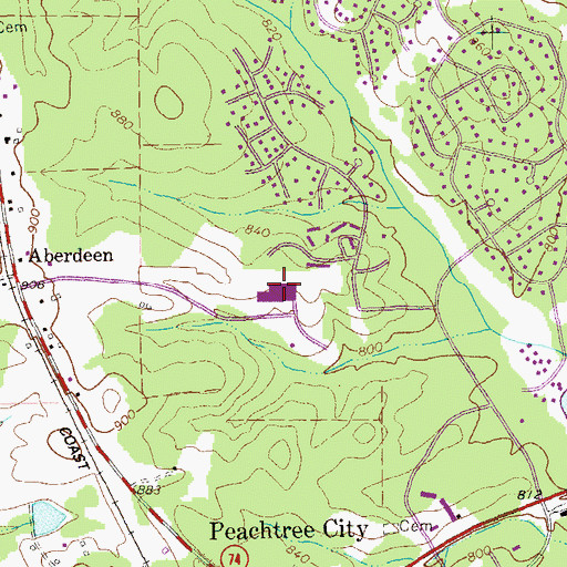 Topographic Map of Peachtree City Elementary School, GA