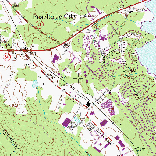 Topographic Map of Peachtree City Industrial Park, GA