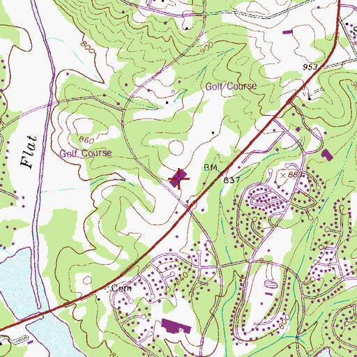 Topographic Map of Peachtree Crossing Shopping Center, GA