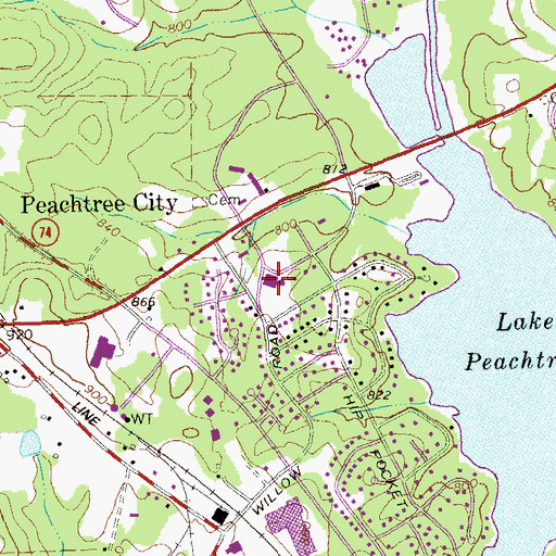 Topographic Map of Pebblepocket Park, GA