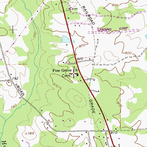 Topographic Map of Pine Grove Cemetery, GA