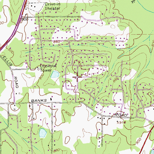 Topographic Map of Ponderosa, GA