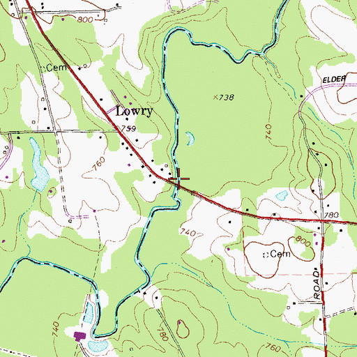 Topographic Map of Reaves Bridge, GA