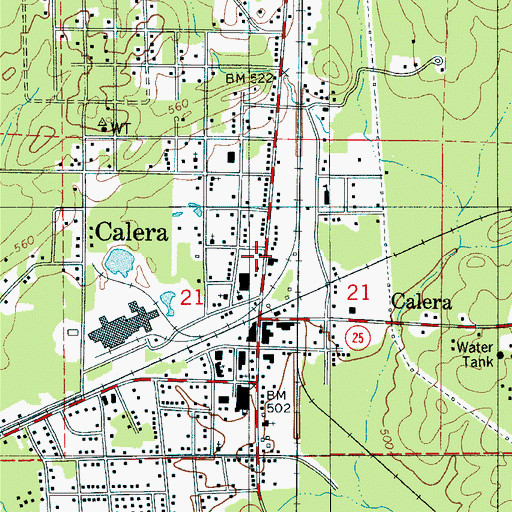 Topographic Map of Calera Post Office, AL