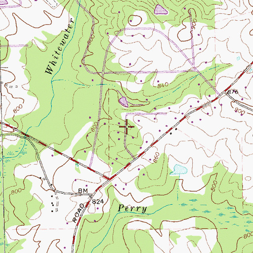 Topographic Map of Rolling Meadows Estates, GA