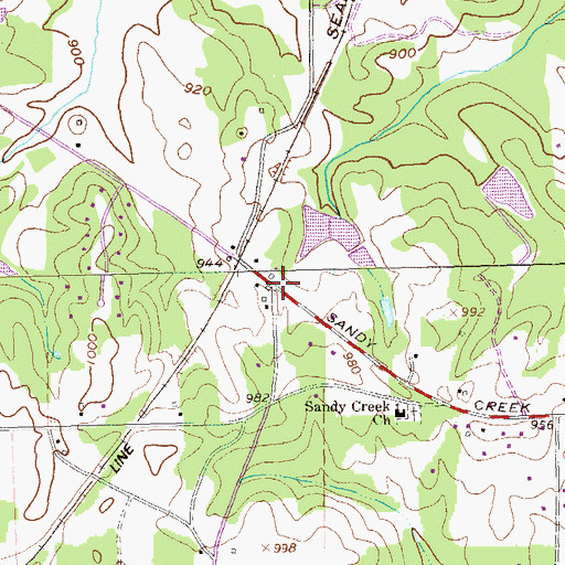 Topographic Map of Sandy Creek, GA