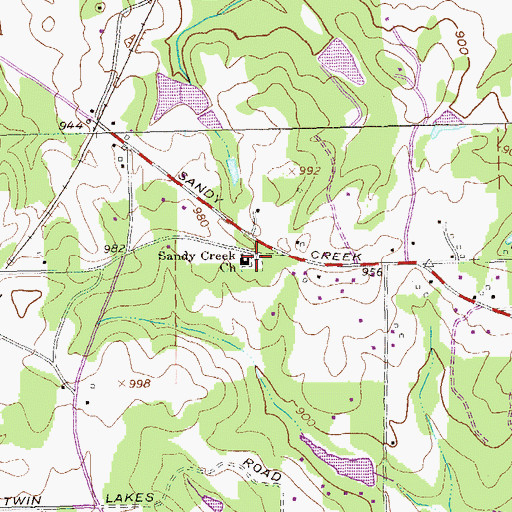 Topographic Map of Sandy Creek Church, GA
