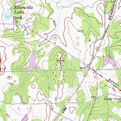 Topographic Map of Sandy Ridge Estates, GA
