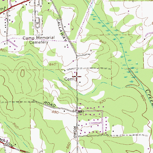Topographic Map of Stubbs Cemetery, GA