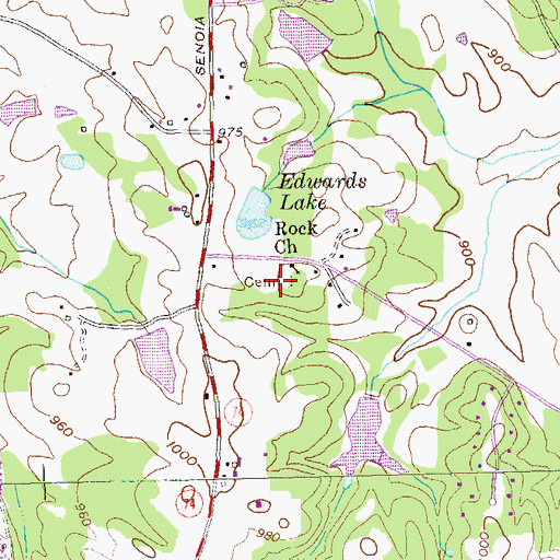 Topographic Map of The Rock Cemetery, GA