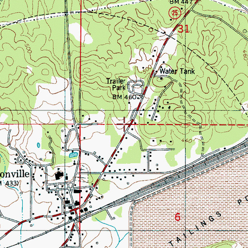 Topographic Map of Wilsonville Post Office, AL