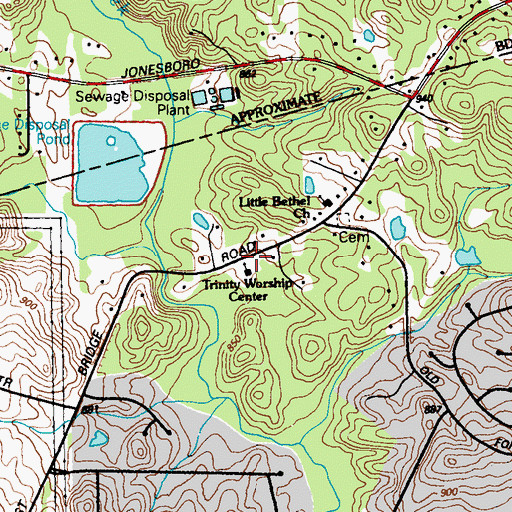 Topographic Map of Trinity Church, GA