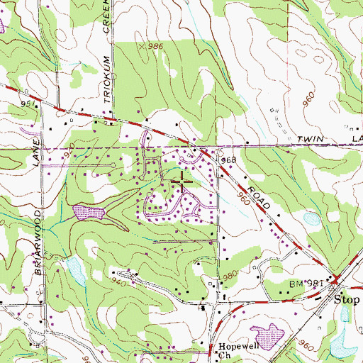 Topographic Map of Tyrone Acres, GA
