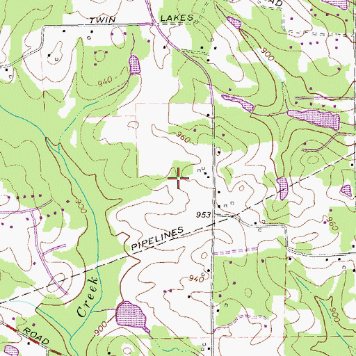 Topographic Map of Tyrone Town Hall, GA