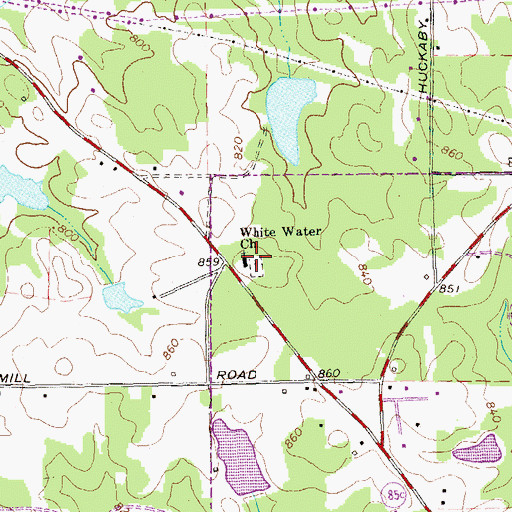 Topographic Map of Whitewater Cemetery, GA