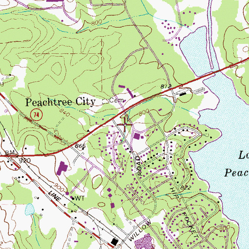 Topographic Map of Willowbend Shopping Center, GA
