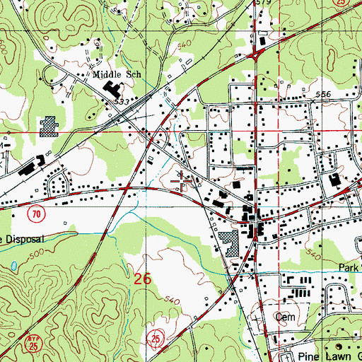 Topographic Map of Columbiana Post Office, AL
