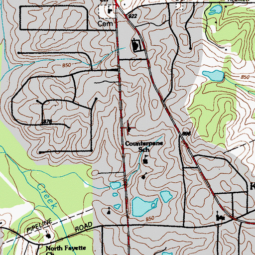 Topographic Map of Zion Church, GA