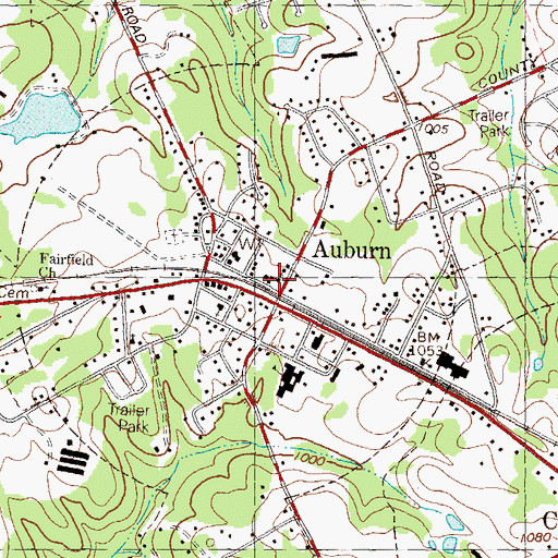 Topographic Map of Auburn First Baptist Church, GA