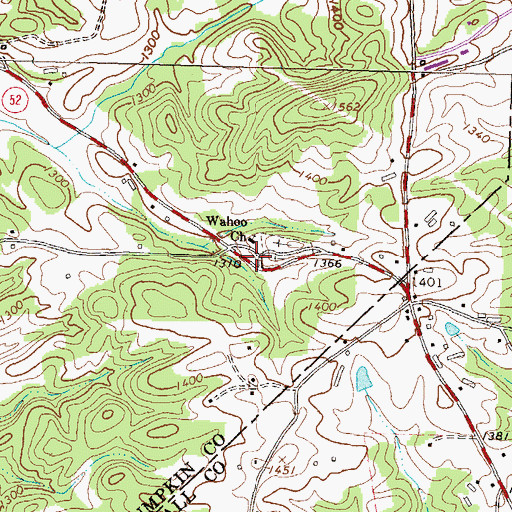 Topographic Map of Wahoo School (historical), GA