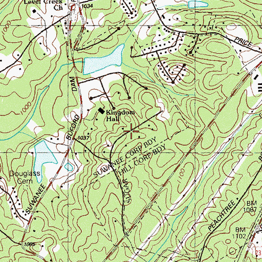 Topographic Map of Abbey Hill, GA