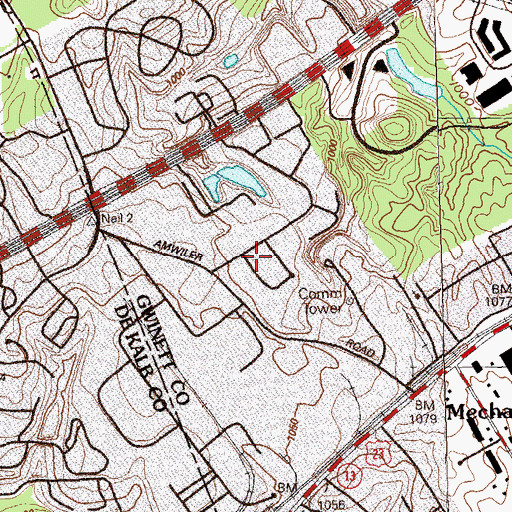 Topographic Map of Amwiler Industrial Park, GA