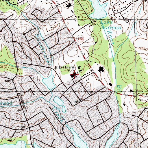 Topographic Map of B B Harris Elementary School, GA